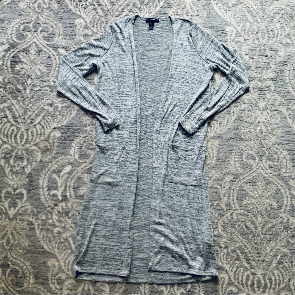 Forever 21 | Longline Marled Heather Grey Cardigan